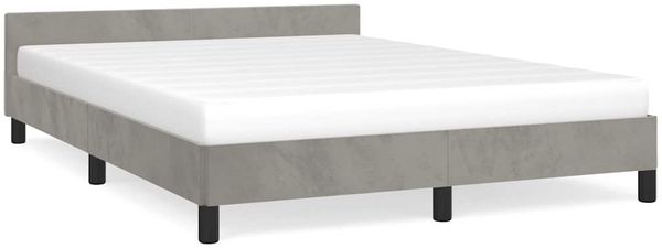 Doppelbett, Bettgestell Modernen ohne Matratze Hellgrau 140x190 cm Samt d2457e