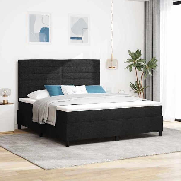 vidaXL Boxspringbett mit Matratze Schwarz 180 x 200 cm Stoff 3339331