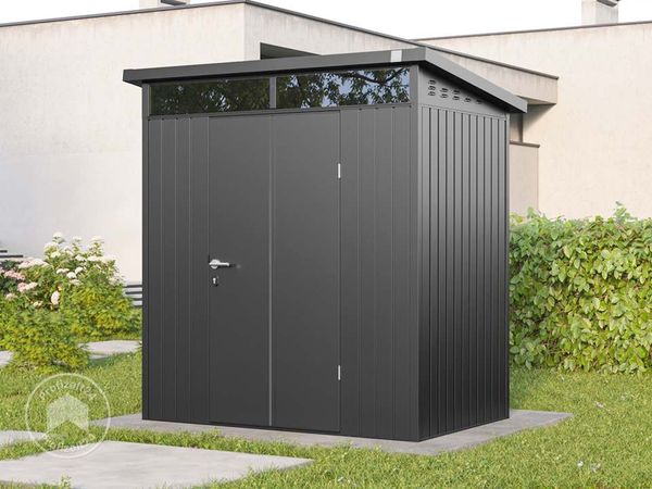 GFP Primeyard Gerätehaus Metall Gartenhaus 180x120x205 cm Geräteschuppen Satteldach anthrazit