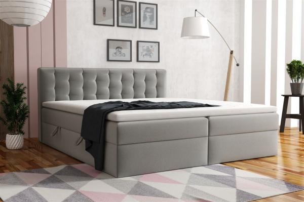 Boxspringbett Schlafzimmerbett DIAGO 160x200cm Stoff Fresh Ecru