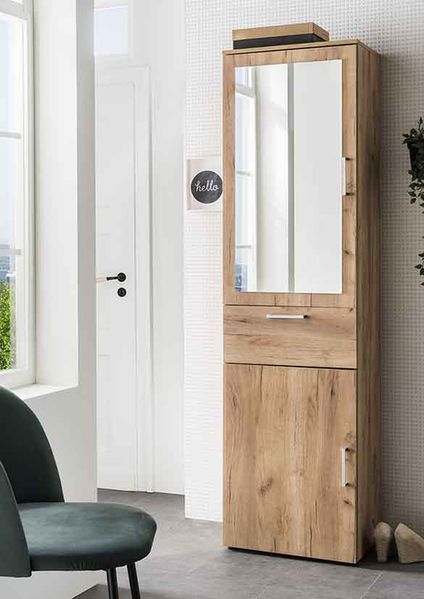 Garderobenschrank >8871-79< in Wotaneiche, Holzwerkstoff - 50x195x32cm (BxHxT)