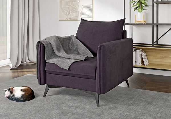 S-Style Möbel Sessel Azalea mit Schwarz Metall Füßen aus Luxusmikrofaser, mit Wellenfederung