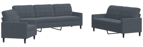 vidaXL 3-tlg. Sofagarnitur mit Kissen Dunkelgrau Samt 3278432