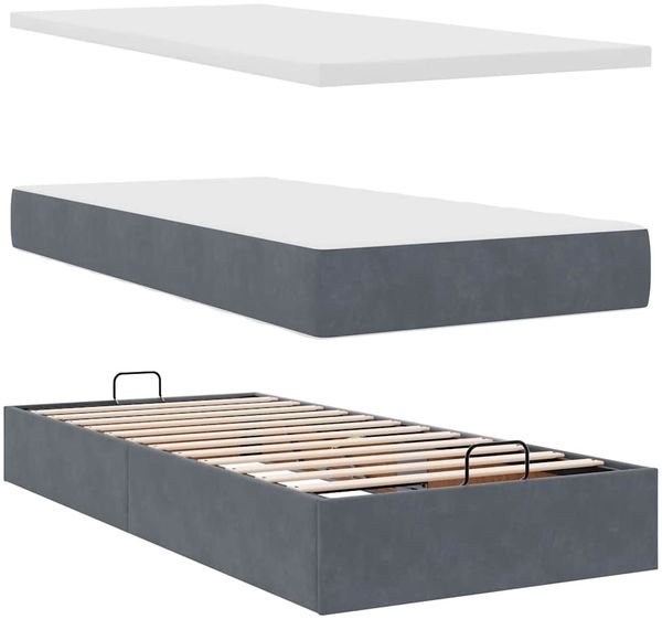 vidaXL Ottoman-Bett mit Matratze Dunkelgrau 100x200 cm Samt 3311754 Bild 8
