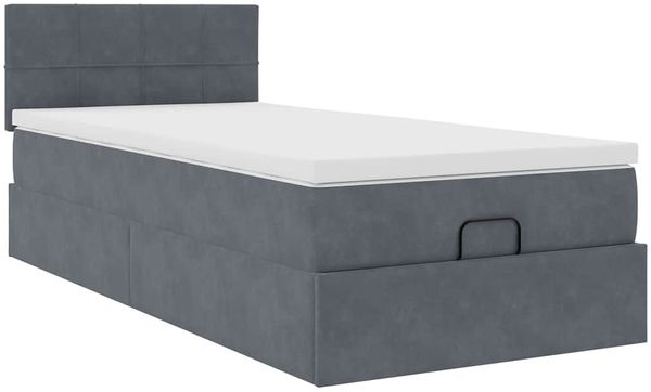 vidaXL Ottoman-Bett mit Matratze Dunkelgrau 100x200 cm Samt 3311754 Bild 6