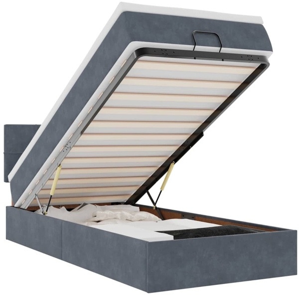 vidaXL Ottoman-Bett mit Matratze Dunkelgrau 100x200 cm Samt 3311754