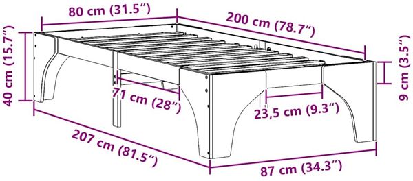 vidaXL Bettrahmen Braun 80 x 200 cm Massives Kiefernholz 873009 Bild 10