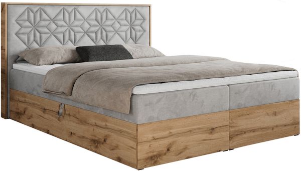 Boxspringbett mit Kopfteil und Topper, Polsterbett - NESSI - 120 x 200 cm - Hellgrau Velvet - H4 - Topper T25 Bild 4