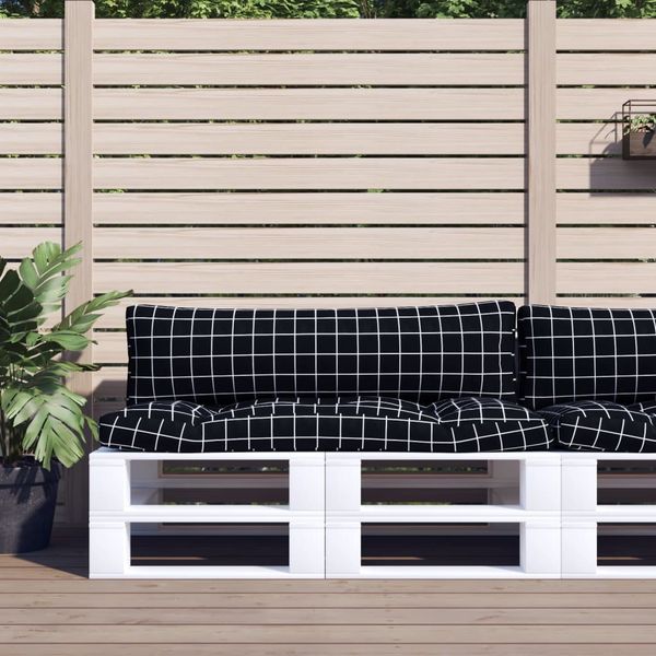 vidaXL Palettenkissen 2 Stk. Schwarz Karomuster Oxford-Gewebe 360938