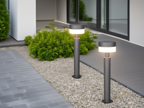 2er Set moderne LED Wegeleuchten aus Aluminium in Anthrazit, Höhe 50cm