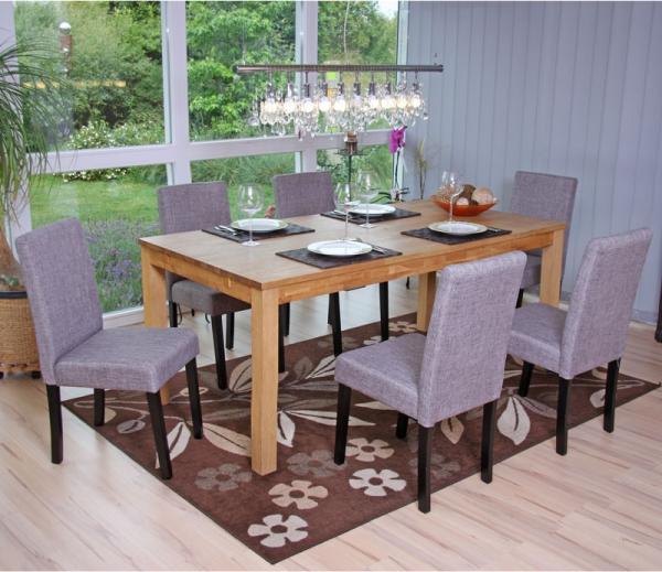 6er-Set Esszimmerstuhl 'Littau' Textil, grau, dunkle Beine