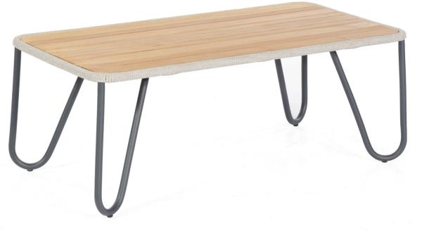 Sonnenpartner Loungetisch Charité 120x60 cm Alu/Teakholz/Polyrope silbergrau Tisch