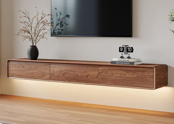 oleyluckidea TV-Schrank Moderner Walnuss,TV-Board Wohnwand hängend,TV-Lowboard für 65–85''TV Breite 200 cm