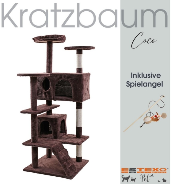 ESTEXO Kratzbaum Katzenbaum XL Katzenkratzbaum 130 cm Kletterbaum Coco Spielbaum Bra
