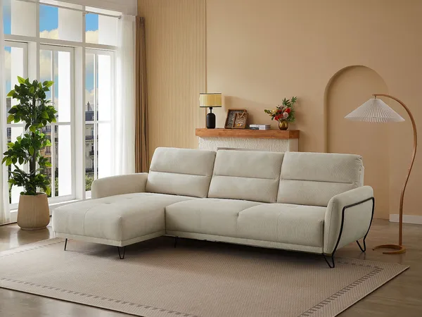 Vente-unique - DURIMA Sofa Stoff Beige - B 168 cm x H 95 cm x L 290 cm