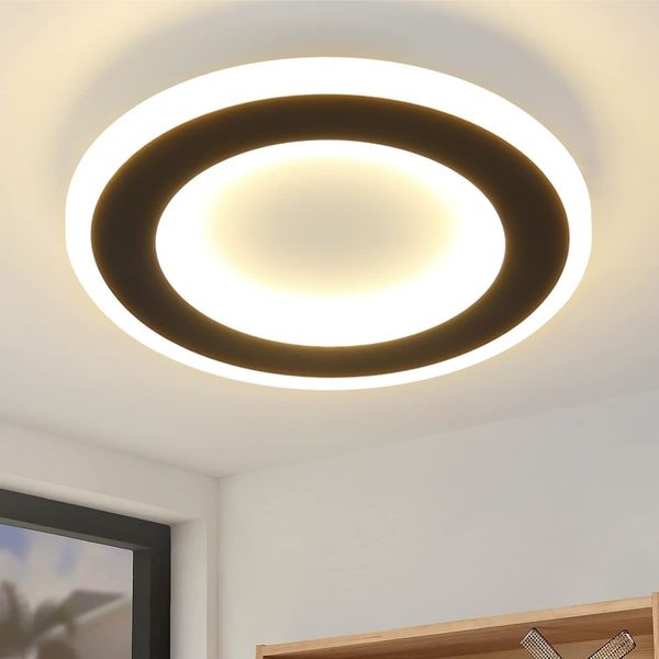 ZMH Deckenlampe Schlafzimmer LED Küchenlampe Deckenleuchte - 20W deckenlampe flur Schwarz Warmweiß 24cm Modern Design Schlafzimmerlampe Rund Flur Deckenbeleuchtung für Wohnzimmer