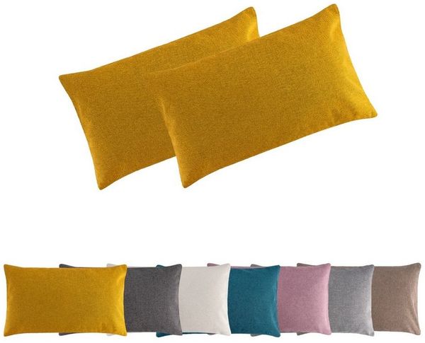 MOON Heimtextilien Kissenhülle 2er Pack Kissenbezug versch. Größen Polyester Reißverschluss Moon, Leinen-Optik