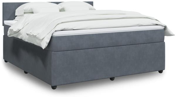 vidaXL Boxspringbett mit Matratze Dunkelgrau 180x200 cm Samt 3290101