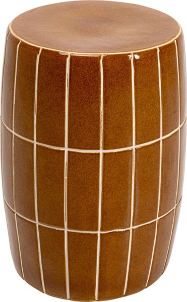 Kare Design Beistelltische Bliss Tile, Braun, Ø33cm, Ablagetisch, Steintisch, Wohnzimmertisch, Blumenständer, Stabil, Schlafzimmer