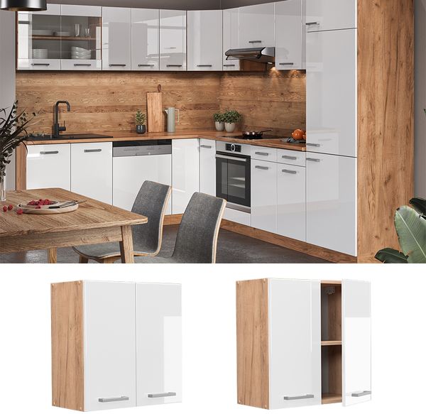 Vicco Küchenschrank Küchenzeile R-Line, Weiß Hochglanz, Hängeschrank 60 cm Bild 2