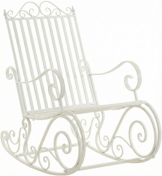 Schaukelstuhl ANNA Antik Outdoor - 56 x 90 x 94 cm, Metall, Weiß | Gartenstuhl Liegestuhl Relaxstuhl Garten Terrasse