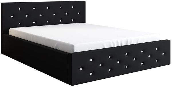 Polsterbett VALI 90x200 mit Matratze, Bettkasten und Lattenrost. Farbe: Schwarz 16