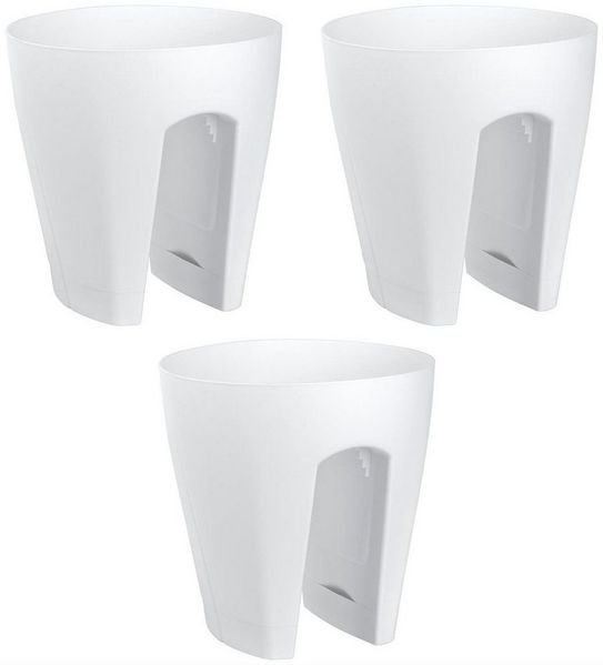 Engelland Blumentopf Geländertopf mit Wasserauffangschalen (Vorteils-Set, 3 St, Fassungsvermögen 9 Liter je Topf), UV-beständig, wetterfest, frostbeständig, ideal für Geländer/Zäune