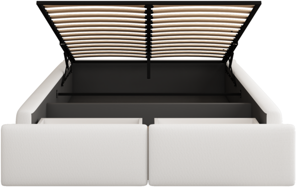 Merax Polsterbett ohne Kopfteil, mit hydraulischer Lagerung und 2 Schubladen, Weiß, 140*200cm Bild 5