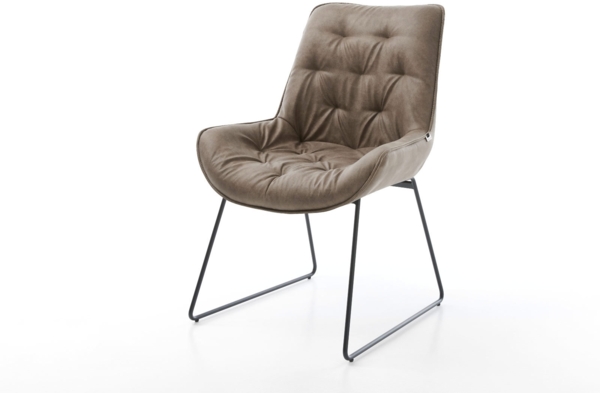 Esszimmerstuhl Taimi-Flex Mikrofaser Taupe Vintage Kufengestell Schwarz