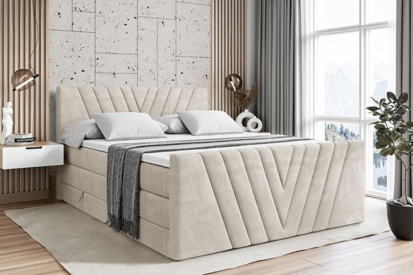 ALTDECOR Boxspringbett ERNINA-Z KING (Multipocket-Matratze H4, H3 Matratze Bonellfederung, Topper, Kopfteil), Doppelbett mit Fußteil