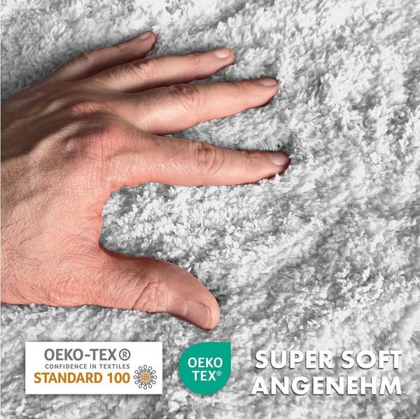 Kubus Badematte Karat Rechteckig, Badteppich, Extrem weicher & dichter Hochflor, Höhe 30 mm, rutschhemmende Latexbeschichtung, Polyester, Polyester, Waschmaschinenfest