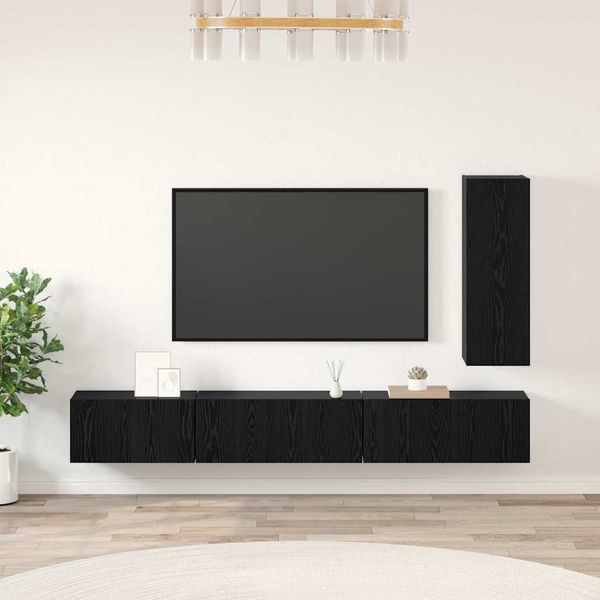 vidaXL TV-Schrankset 4 pcs Schwarz Eichen-Optik Holzwerkstoff 3393262