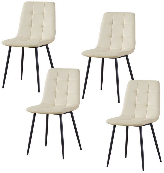 HTI-Living Polsterstuhl Esszimmerstuhl 4er Set Creme Mesa (Set, 4 St), Küchenstuhl mit Samtbezug