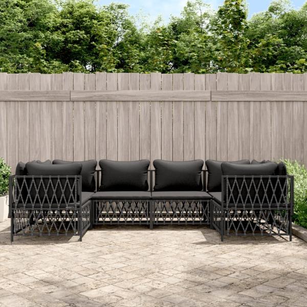 vidaXL 6-tlg. Garten-Lounge-Set mit Kissen Anthrazit Stahl 3186919