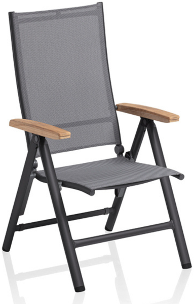 Kettler Cirrus Klappsessel Teak-Armlehne - anthrazit / anthrazit-grau