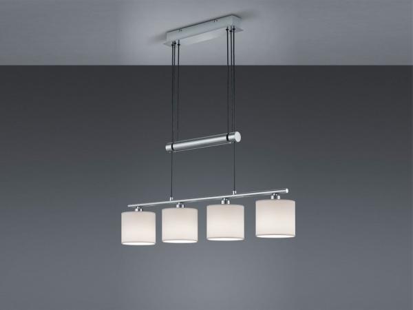 TRIO Leuchten LED Pendelleuchte, Dimmfunktion, LED wechselbar, Warmweiß, Zugpendelleuchten höhenverstellbar, Stoff-lampe hängend, Breite 77cm