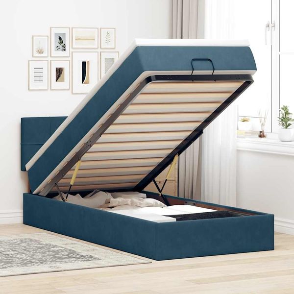 vidaXL Ottoman-Bett mit Matratze Dunkelblau 80x200 cm Samt 3311739