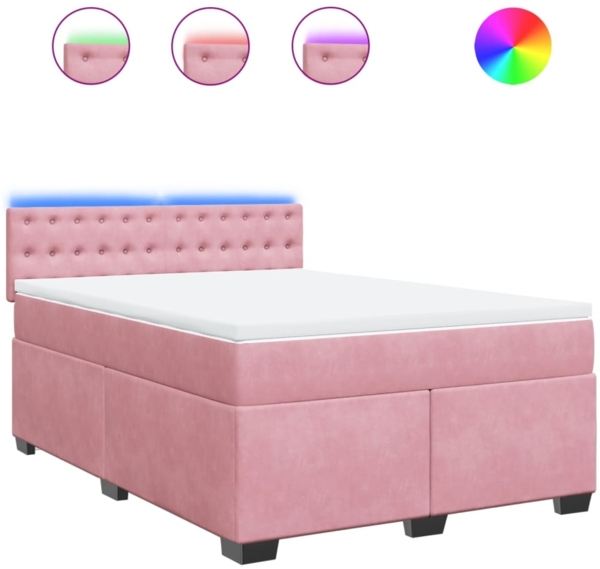 vidaXL Boxspringbett mit Matratze Rosa 140x200 cm Samt 3288647