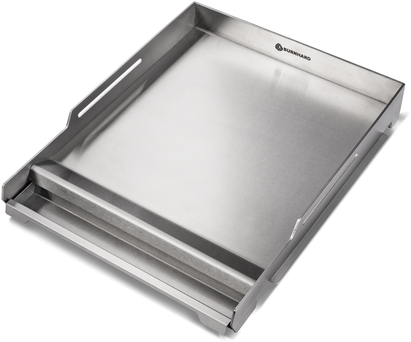 BURNHARD® Premium Plancha Grillplatte Edelstahl für Gasgrill GRANT – massive 4 mm Grillfläche, hoher Rand & Fettauffangschale, spülmaschinenfest - Schwarz - #946371