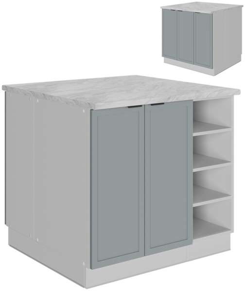 Kücheninsel Fame-Line Hellblau-grau 90 cm ohne Arbeitsplatte Vicco