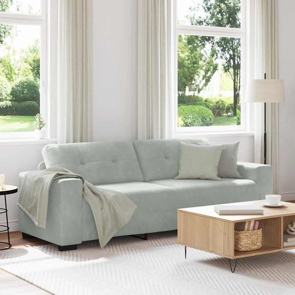 vidaXL 3-Sitzer-Sofa Hellgrau 220x78x80 cm Samt 4105134
