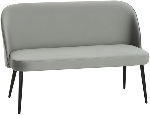 HOMCOM Sofa 2-Sitzer kleine Couch 127 cm Polstersofa mit Samtoptik, geschwungene Rückenlehne, modernes Loungesofa für Wohnzimmer, Schlafzimmer, kleine Räume, Grau