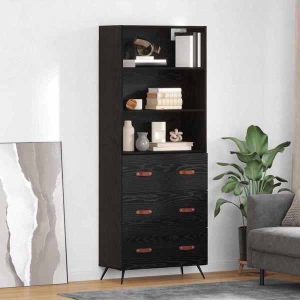 vidaXL Highboard Schwarz Eichen-Optik 69,5 x 34 x 180 cm Holzwerkstoff 3416126