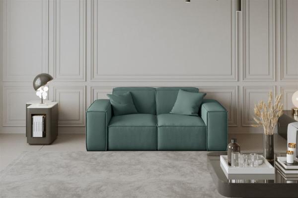 Sofa Designersofa CELES 2-Sitzer in Stoff Opera Velvet Petrol