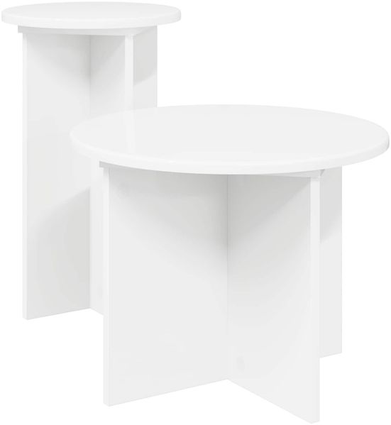 vidaXL Beistelltisch-Set mit Speicher 2 pcs Weiß Holzwerkstoff 8001028