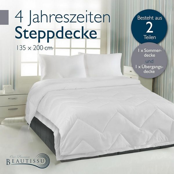Beautissu Microfaserbettdecke 4 Jahreszeiten Bettdecke Allergiker Bettdecke BeauNuit FS, 135x200cm, 4 Jahreszeiten Bettdecke 135x200 cm Allergiker Bettdecke – 2 Bettdecke