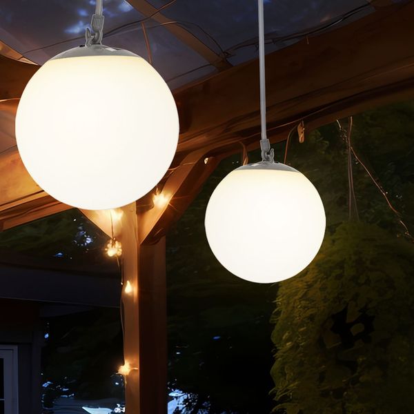 2x LED Solar Hängeleuchte, Kunststoff, Gummischlaufe, H 75 cm