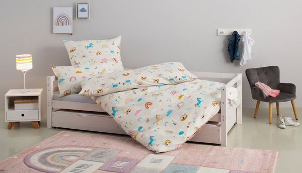 OTTO home Kinderbettwäsche CUDDLEE, Biber, 2 teilig, in vielen Designs: Dino,Einhorn,Weltraum,Baustelle,Herz,Trecker,Safari