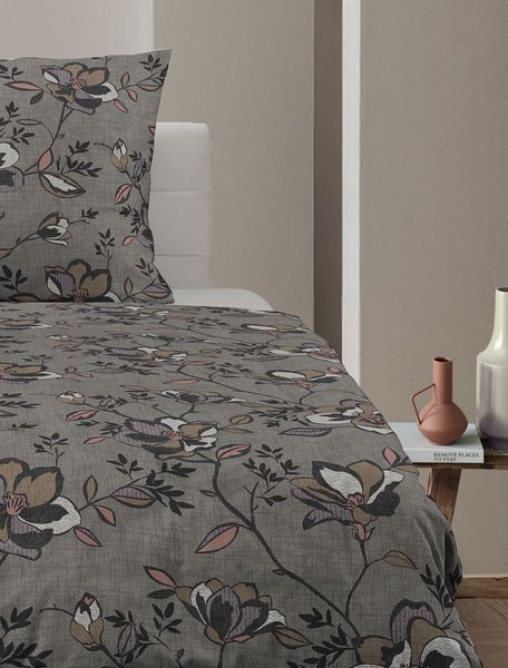 Irisette Feinbiber Bettwäsche Koala 155x220 Blütenranken braun lachs 8616-90