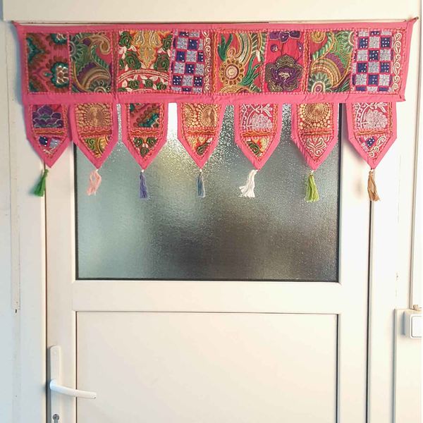 Indischer Patchwork Toran Rosa Groß